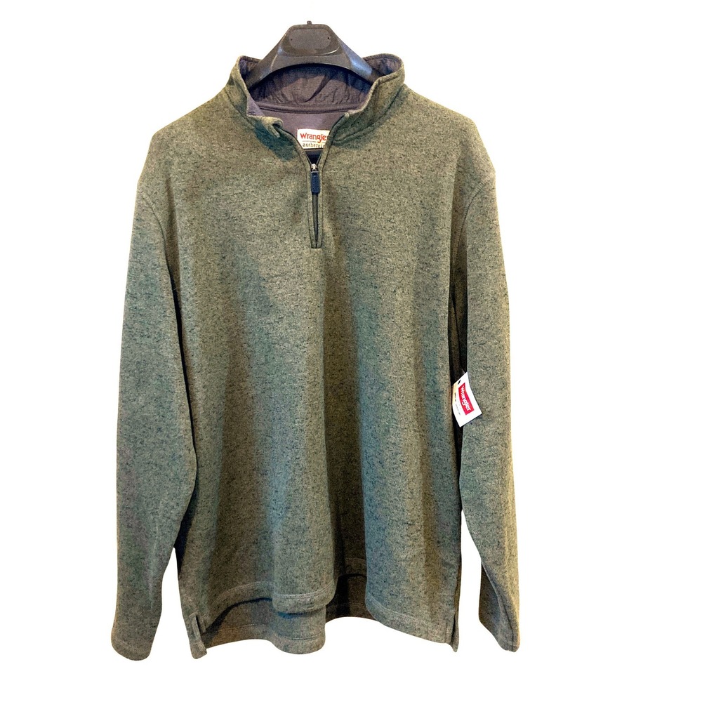 NEW Wrangler Authentics Mens XL Olive Green Quarter Zip Fleece Pullover NWT